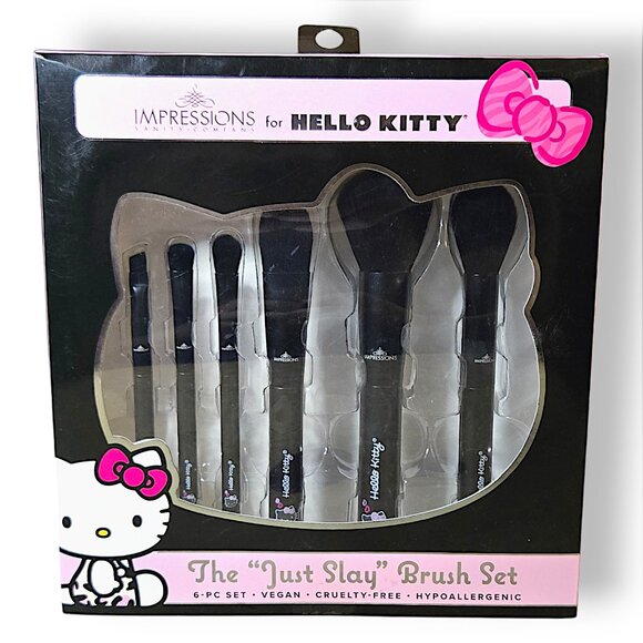 Hello Kitty Other - Impressions Vanity Sleek Black Hello Kitty "Just Slay" 6-pc Brush Set